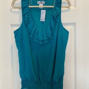 Trixxi Turquoise Ruffle V-Neck Top